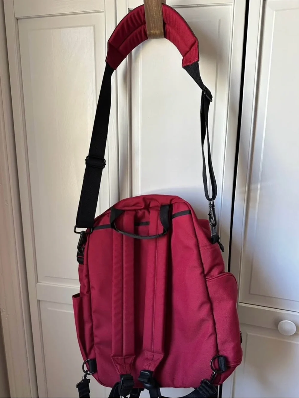 L.L. Bean Red Backpack/Laptop Bag Black Accents and Shoulder Strap Option